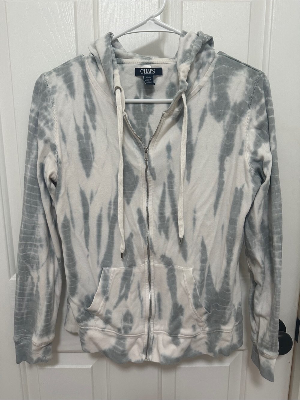 0192 Chaps Gray & White Tie-Dye Zip Hoodie size small